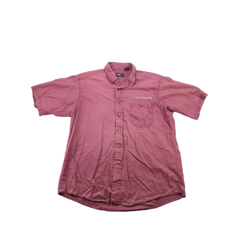 Vintage Mens Allison Transmission Coosa County Button Down Shirt SZ L Red USA